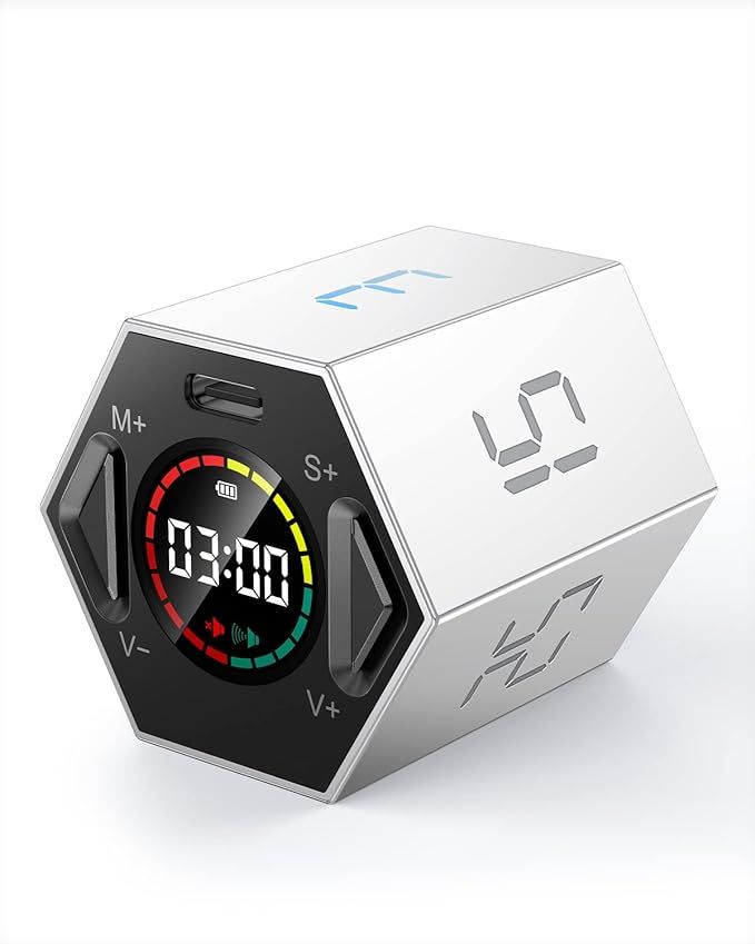 Ticktime Pomodoro Timer, Productivity Cube, Hexagon Magnetic Flip Focus Timer, Mute & Adjustable ... | Amazon (US)