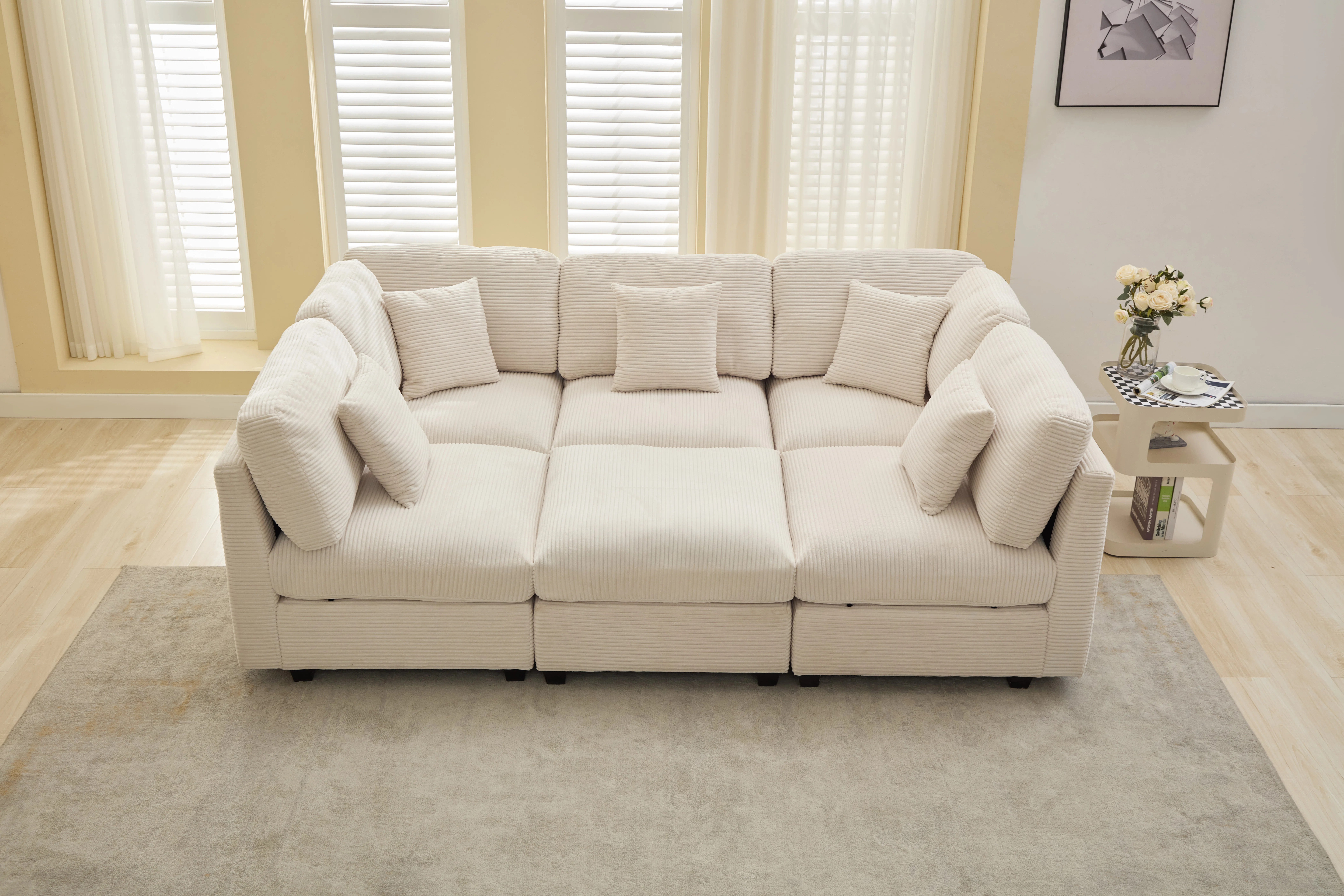 6-piece Corduroy Sleeper Sectional | Wayfair North America