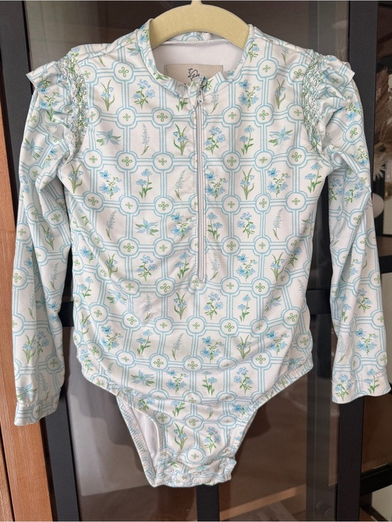 Smockingbird floral block print rashguard swimsuit long sleeve zipper one piece | Poshmark
