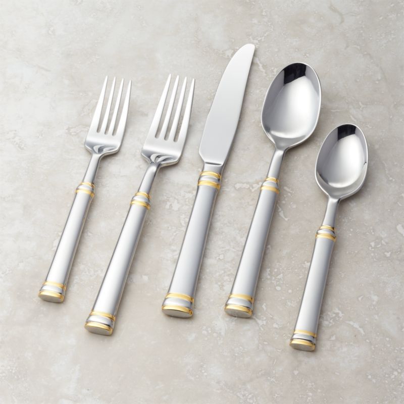 Tuscany Gold Band 20-Piece Flatware Place Setting + Reviews | Crate and Barrel | Crate & Barrel