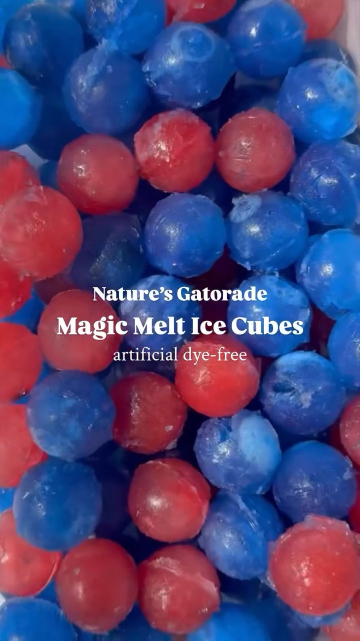 These Magic Melt Ice Cubes are such a cute way to stay hydrated 🧊💦

It’s Nature’s Gatorade - but in ice cube form! They’re naturally colored (no dyes!), refined sugar-free and made with coconut water (for natural electrolytes), lemon 🍋 juice, maple syrup, and unrefined mineral salt (to help your body actually absorb the hydration).

Pour sparkling 🫧 water on top and watch the colors melt into the prettiest purple 💜 My kids are obsessed.

Comment “ICE” and I’ll DM you the recipe, this circle ice cube mold, and the natural food coloring powders I use. Thinking of trying pink next! 💗

#hydrationhack #naturesgatorade #artificialdyefree #naturalfoodcoloring #electrolytes

#LTKSeasonal #LTKKids #LTKHome
