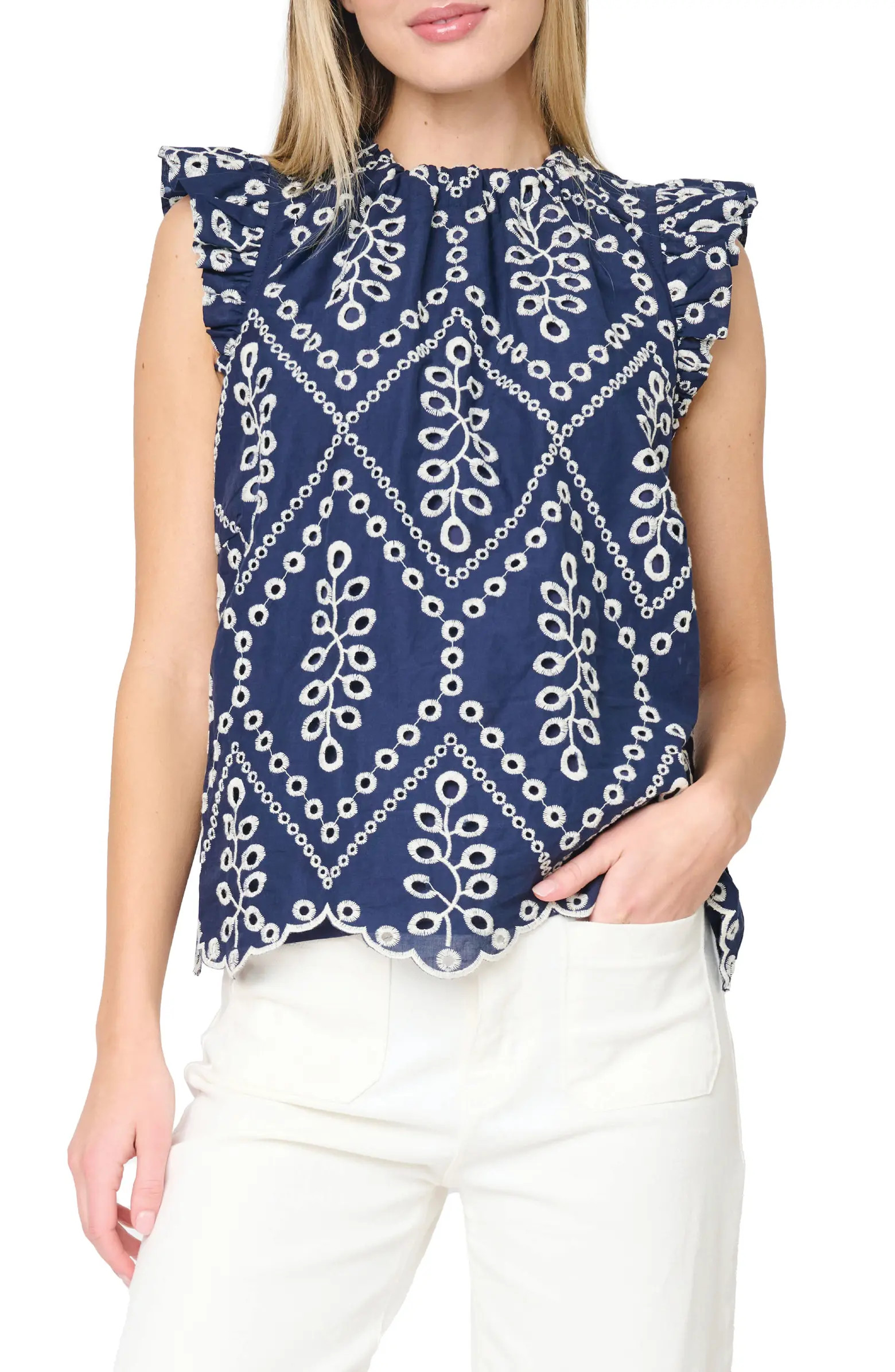 Ribbon Detail Flutter Sleeve Top | Nordstrom