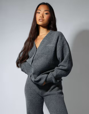 Simmi London Alma soft touch oversized  cardigan in dark grey | ASOS (Global)