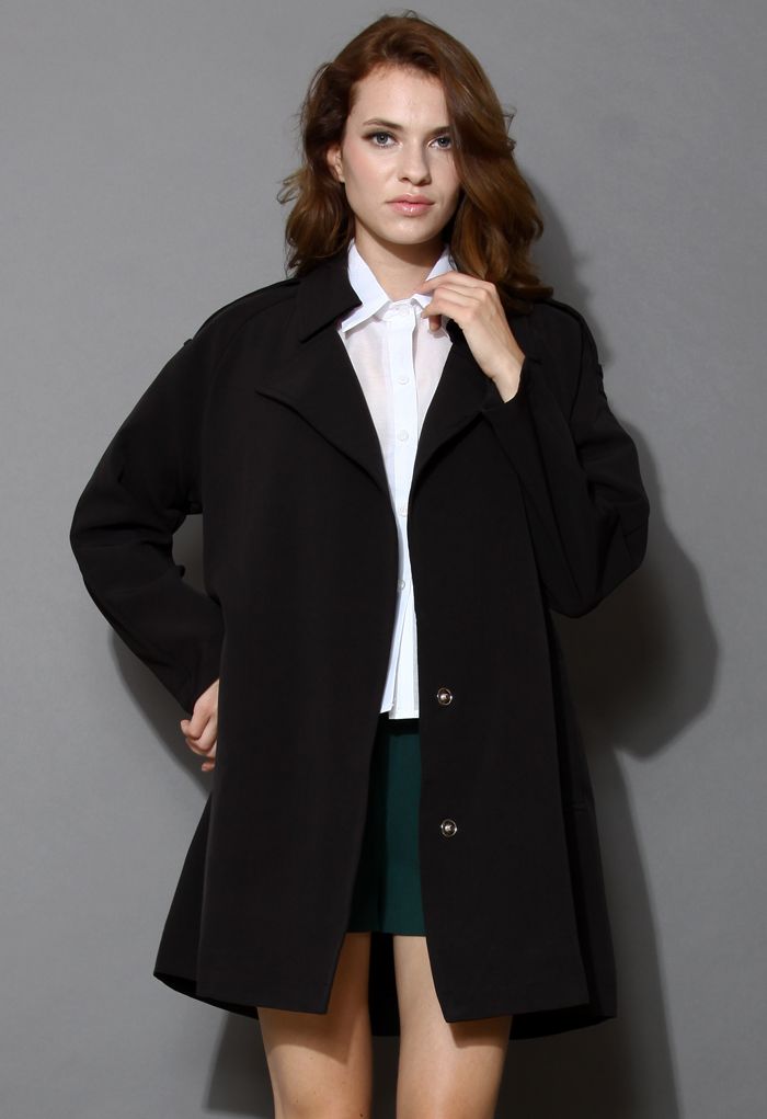 Simplicity Oversized Black Trench Coat | Chicwish