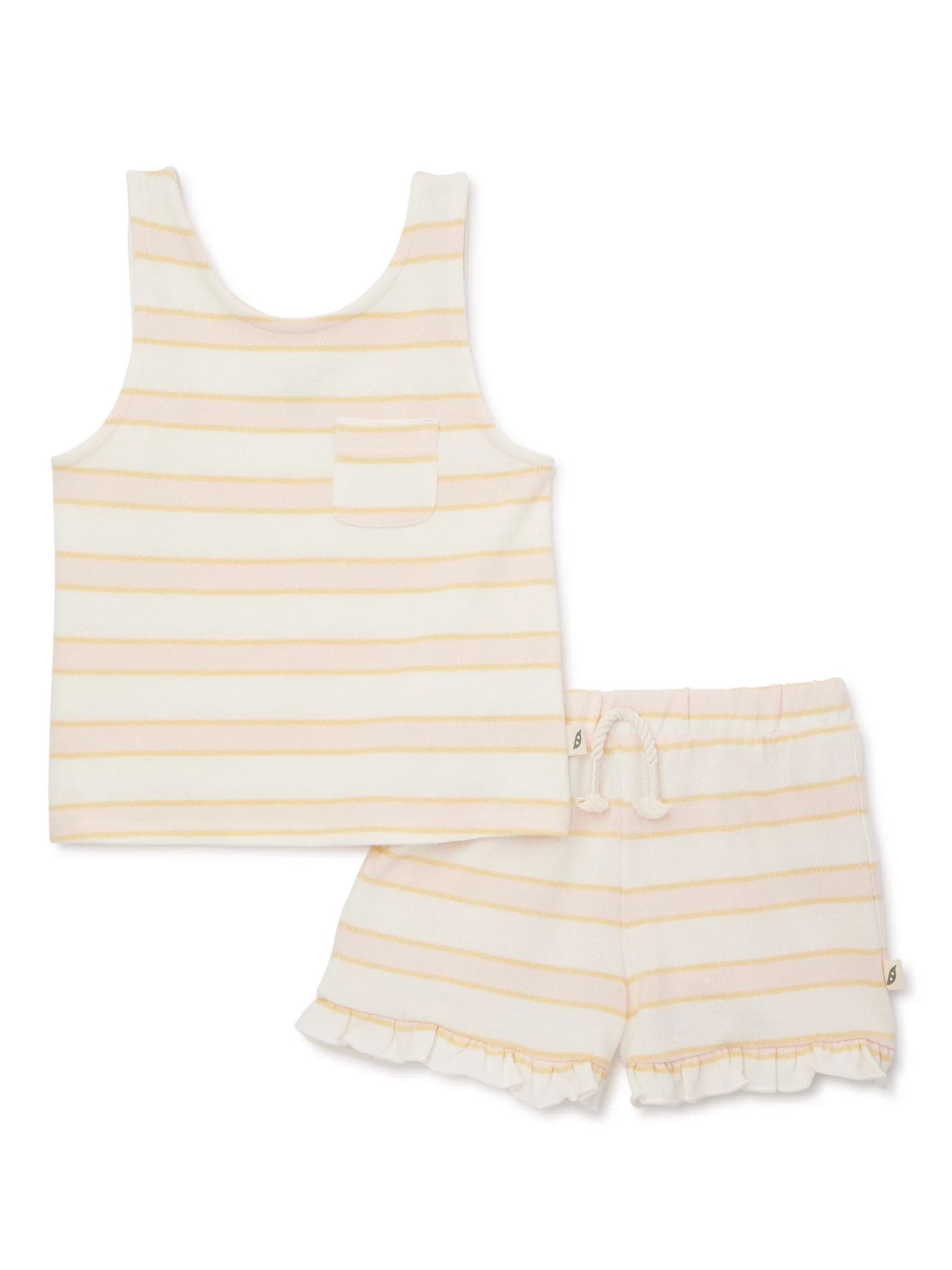 easy-peasyeasy-peasy Baby and Toddler Girls Pocket Tank Top and Ruffle Short Sets, 2-Piece, Sizes... | Walmart (US)