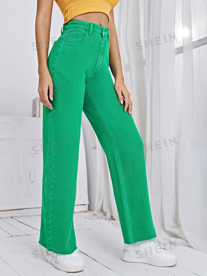 SHEIN Frenchy Solid Straight Leg Jeans | SHEIN