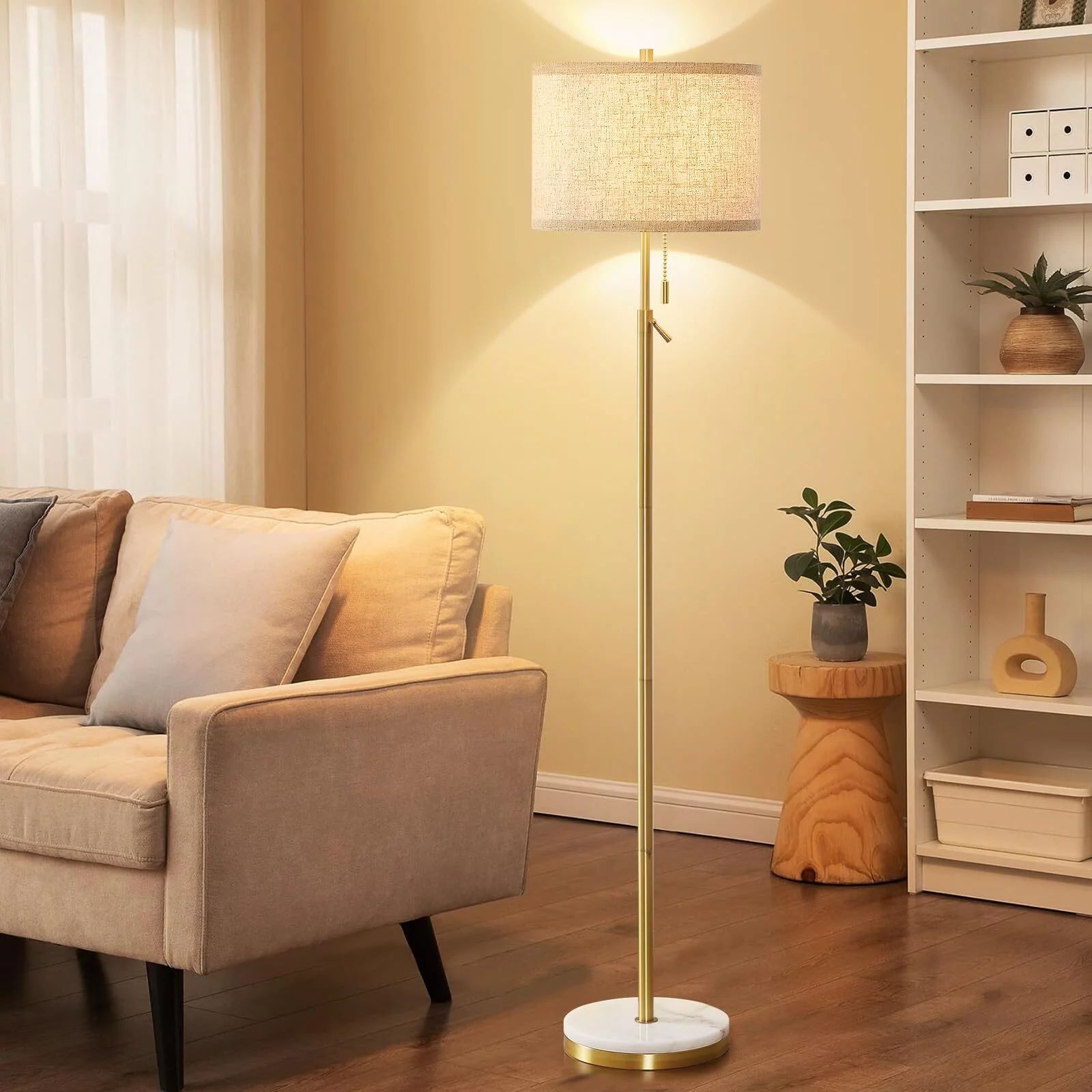 NATYSWAN Modern Floor Lamp for Living Room, Adjustable Height Standing Lamp with Marble Base Tall... | Walmart (US)