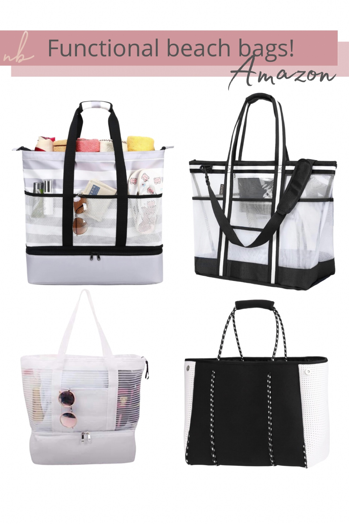 Large functional beach bags/totes to take on your next vacation! 

#LTKunder50 #LTKswim #LTKtravel