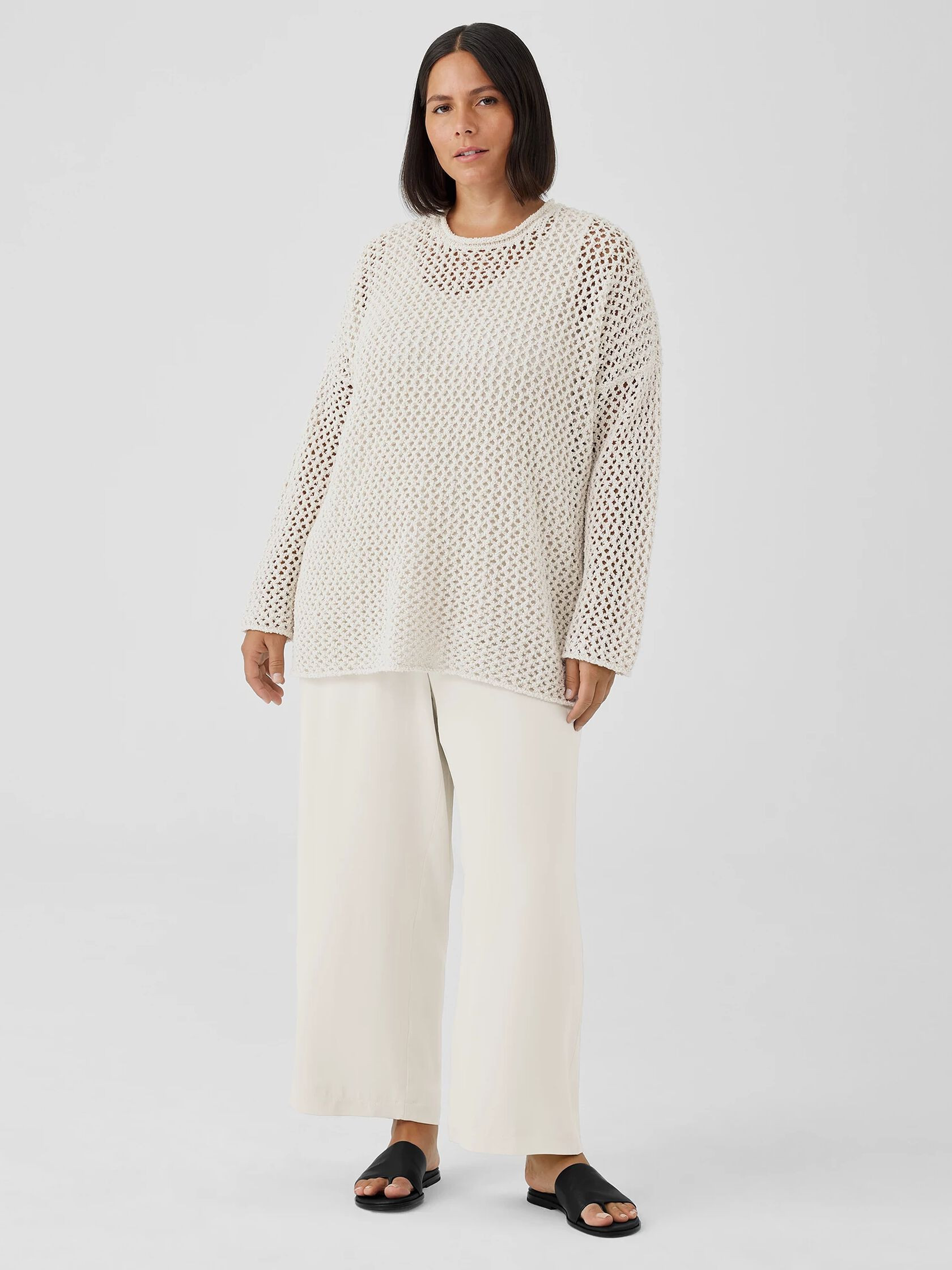 Peruvian Organic Cotton Boucle Crew Neck Top | Eileen Fisher