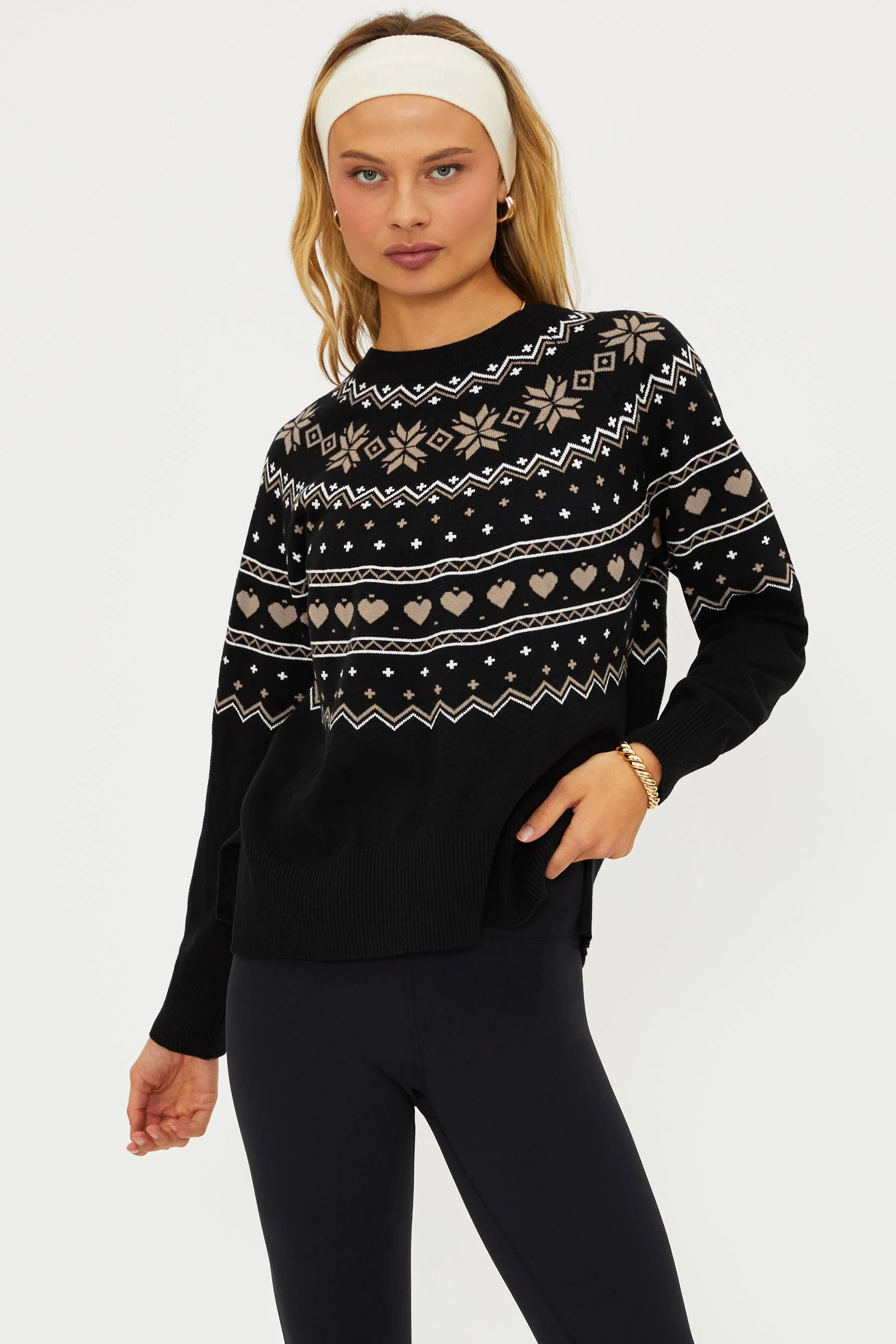 Elizabeth Sweater Mystic Fairisle | Black Holiday Sweater | Beach Riot | Beach Riot