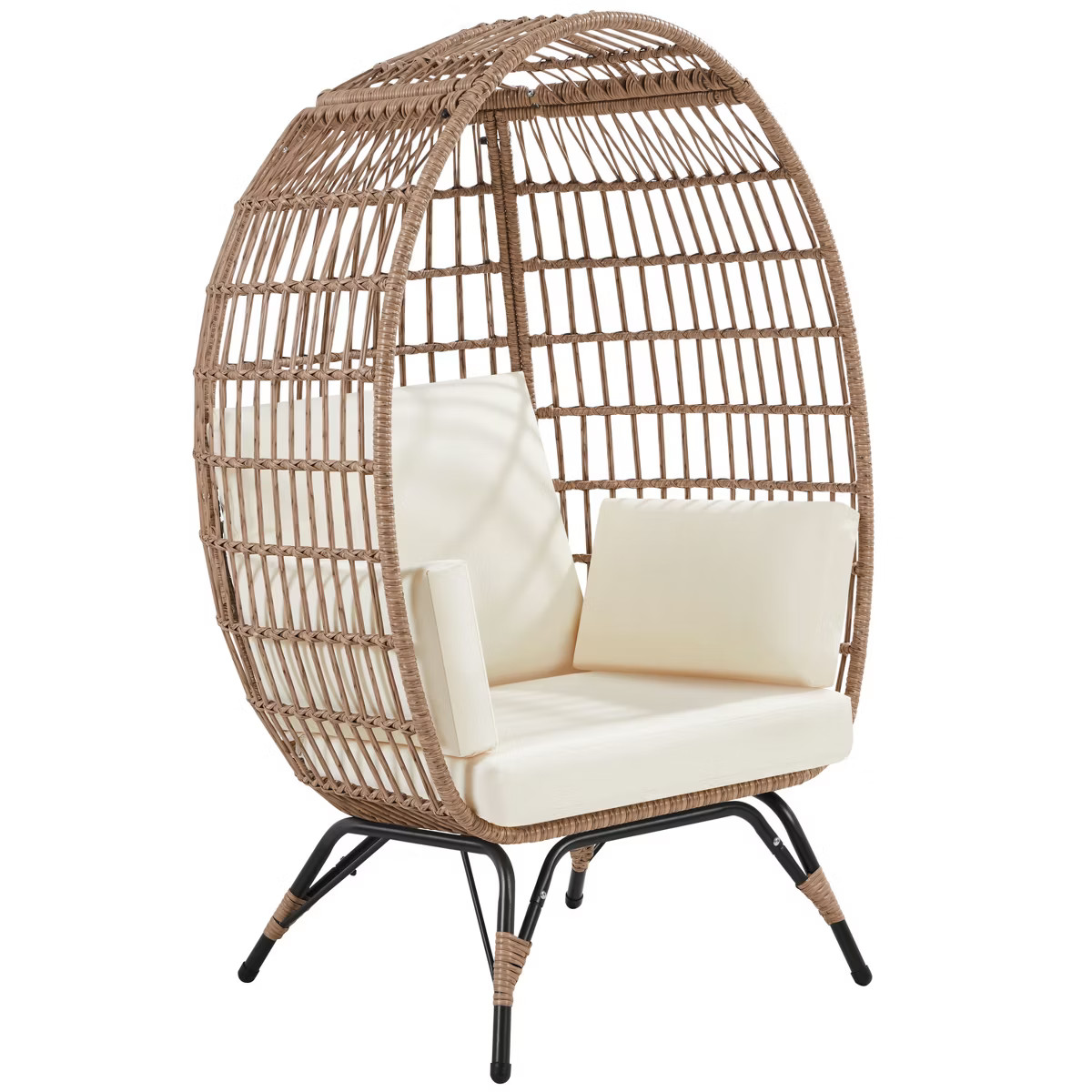 Yaheetech Outdoor Wicker Egg Basket Lounge Chair, Ivory | Target