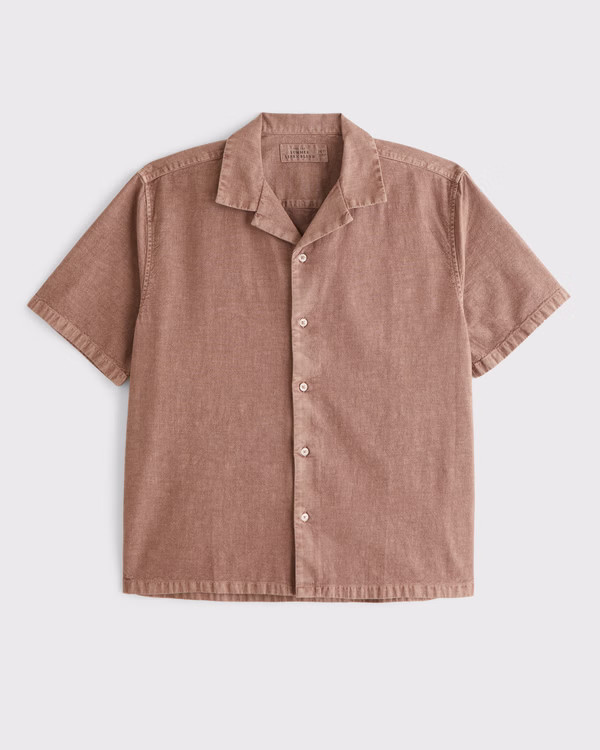 Camp Collar Summer Linen-Blend Shirt | Abercrombie & Fitch (US)