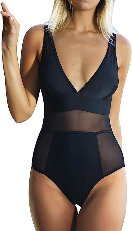 CUPSHE Women’s Sexy Mesh One-Piece Swimsuit Beach Swimwear Bathing Suit | Amazon (US)