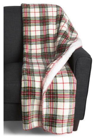 Liz Plaid Reverse To Sherpa Throw | TJ Maxx