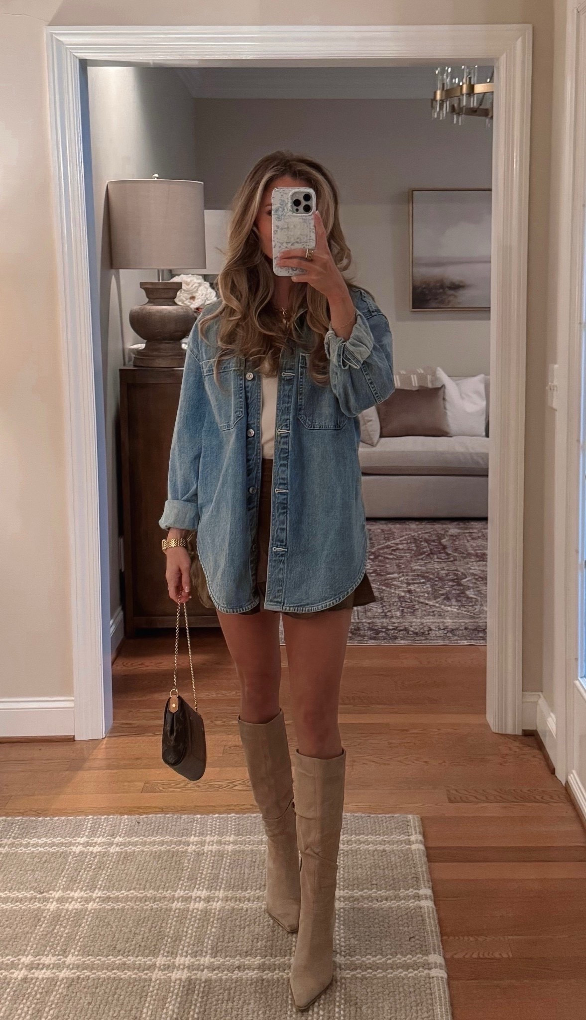 best selling outfit 🤎 love this oversized denim shirt with skirt combo 🫶🏽

spring outfit, denim outfit, affordable denim jacket, boots, zara skirt, ruffle skirt, halter tank, bra free tank

#LTKU #LTKgrwm #LTKootd