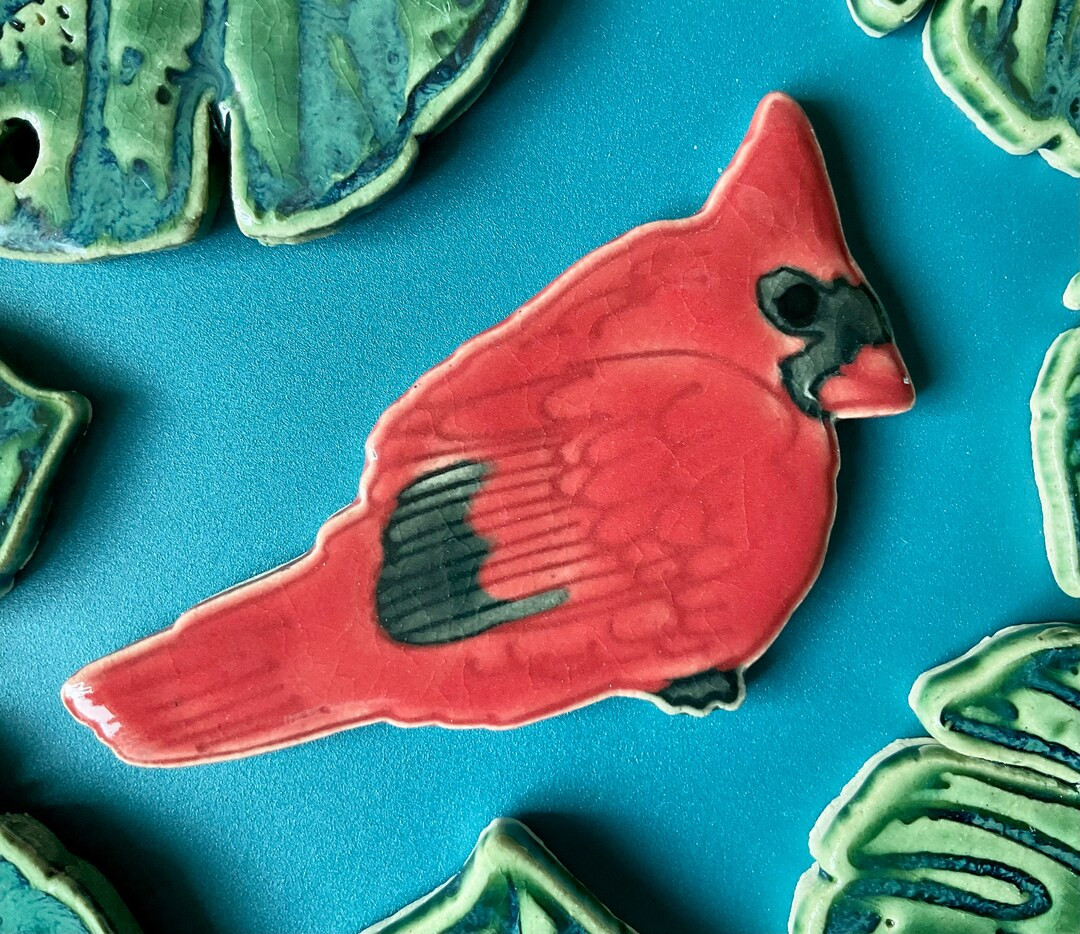 Cardinal Bird Mosaic Tile, Handmade Ceramic Garden or Forest Pottery Tile, for Crafting and Makin... | Etsy (US)