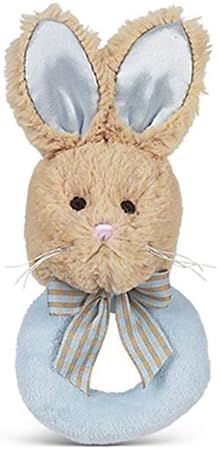 Bearington Baby Lil' Bunny Tail Blue Plush Stuffed Animal Soft Ring Rattle, 5.5" | Amazon (US)