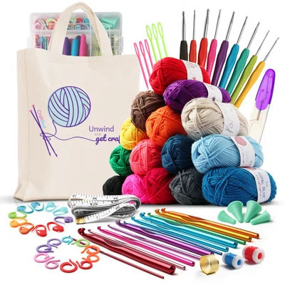 CraftBud 73 Piece Crochet Kit with Yarn, Crochet Hooks, and Bonus Crochet Accessories | Wayfair North America