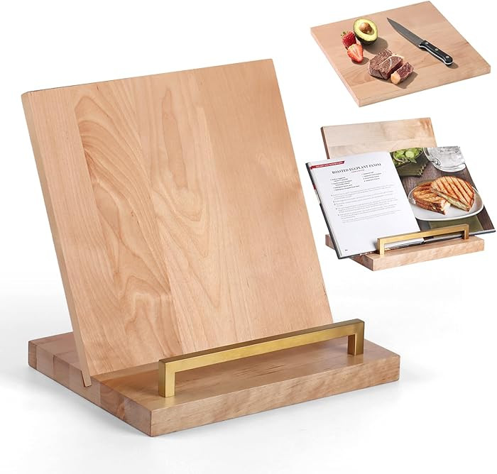 Cookbook Stand with Removable Cutting Board – Adjustable Recipe Book Holder, Charcuterie Board ... | Amazon (US)
