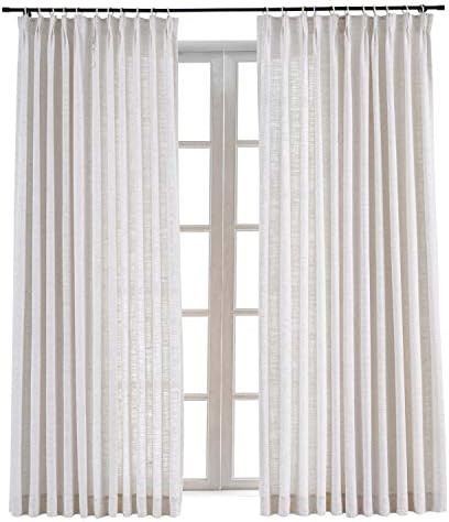 ChadMade Pinch Pleat Faux Linen Drapery Room Darkening Curtain Sliding Glass Door Living Room, 52... | Amazon (US)