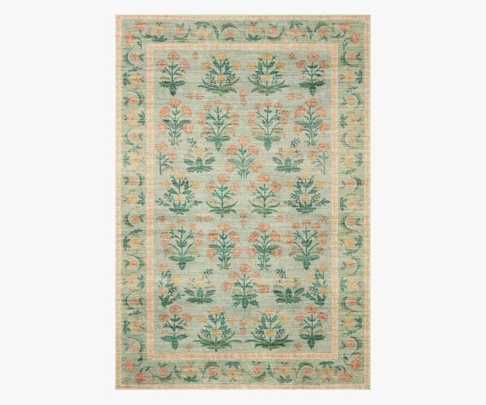 Eden Mughal Rose Moss Printed Rug | Rifle Paper Co.