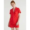 Joyspun Women’s Short Sleeve Notch Collar Top and Shorts Knit Pajama Set, 2-Piece, Sizes S to 3... | Walmart (US)