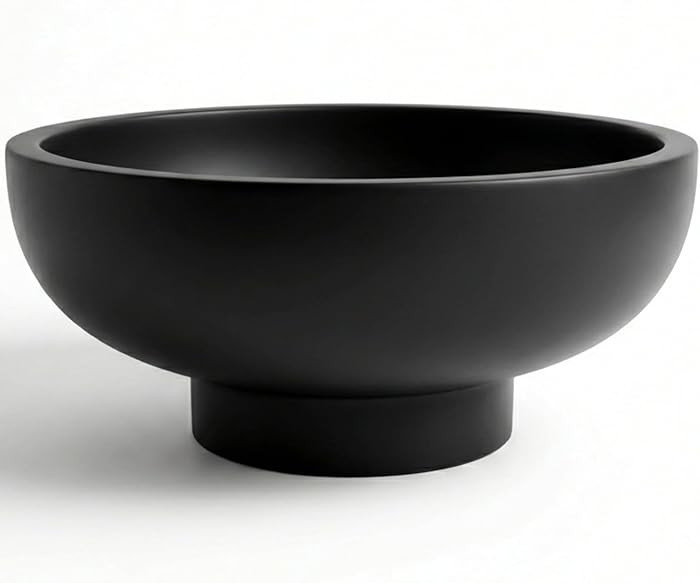 OAKOA Concrete Black Decorative Bowl for Home Decor - Black Fruit Bowl - Modern Pedestal Coffee T... | Amazon (US)