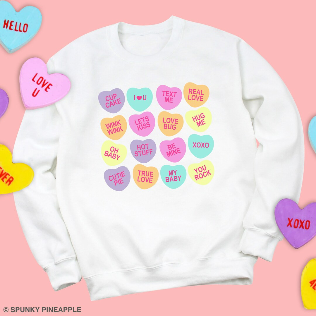 Valentines Day Sweatshirt Conversation Hearts Sweater Cute - Etsy | Etsy (US)