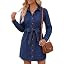 Wenrine Womens Long Sleeve Denim Dress Button Down Western Jean Shirt Dress | Amazon (US)