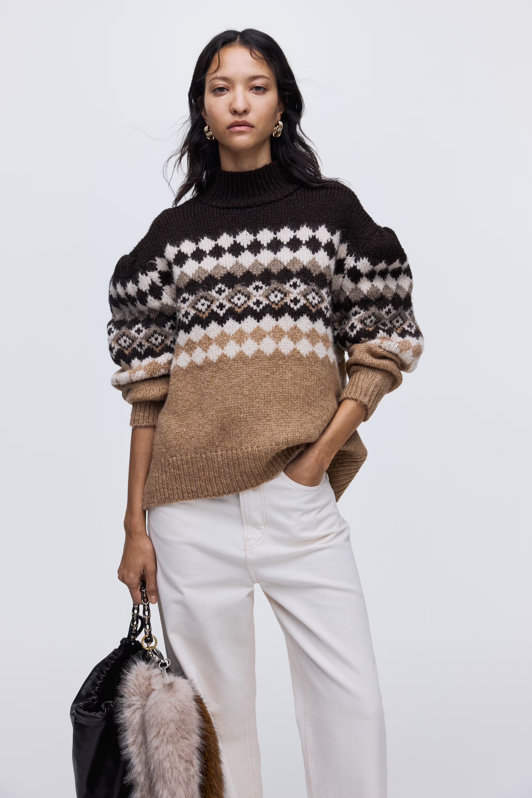Jacquard-Knit Mock Turtleneck Sweater | H&M (US + CA)
