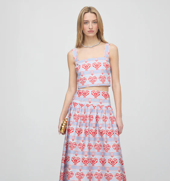 The Clara Crop Top - Poppy Damask Stripe | Hill House Home US