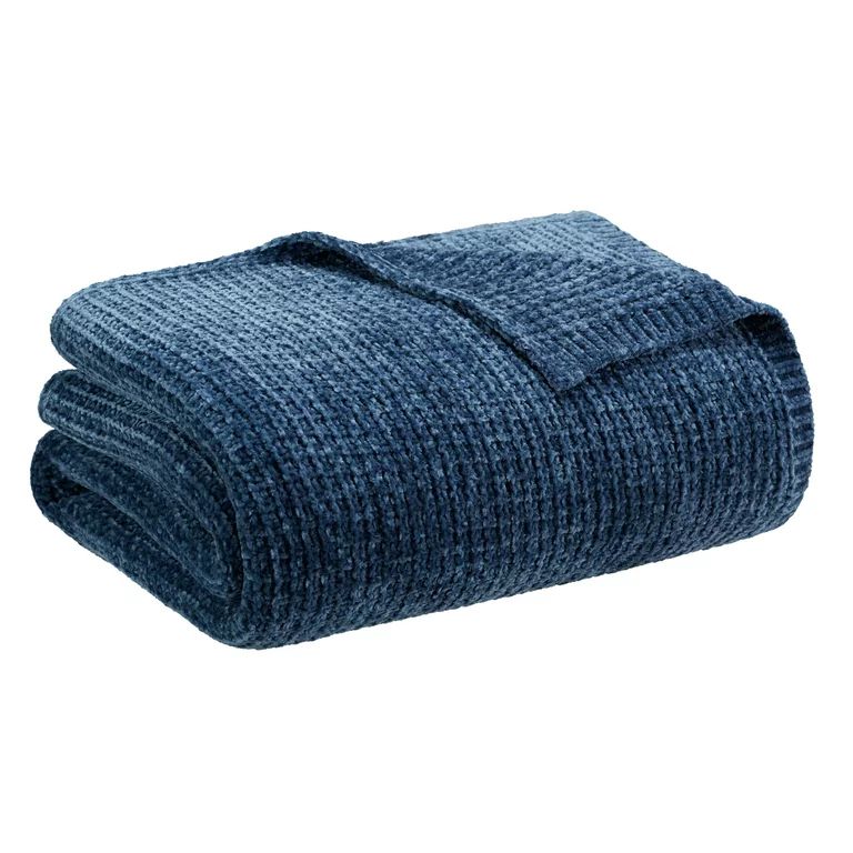 Better Homes & Gardens Luxe Chenille Throw, 100% Polyester, Machine Washable, 50” x 72”, Blue | Walmart (US)