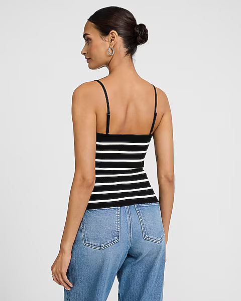 Striped Bow Front Sweetheart Sweater Cami | Express