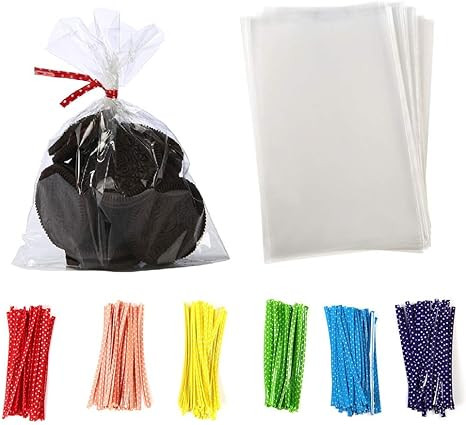 100 Pcs 7 in x 5 in(1.4mil.) Clear Flat Cello Cellophane Treat Bags Good for Bakery, Cookies, Can... | Amazon (US)