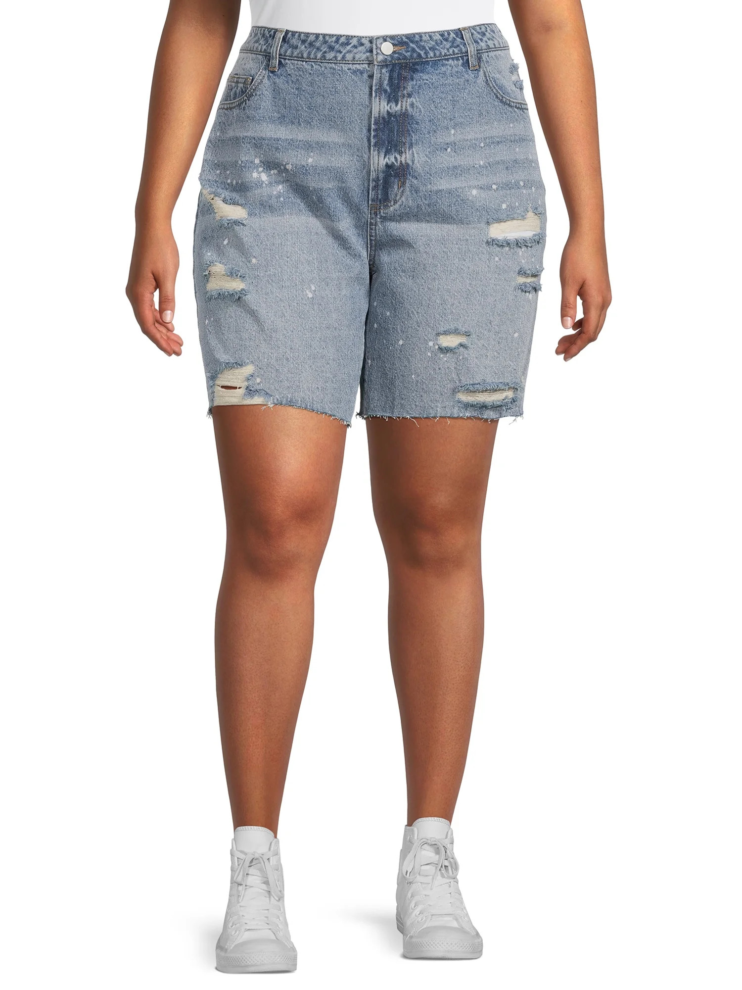 No Boundaries Juniors' Plus Size 90's Boyfriend Denim Shorts | Walmart (US)
