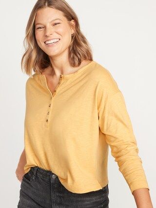 Long-Sleeve Easy Henley T-Shirt for Women | Old Navy (US)