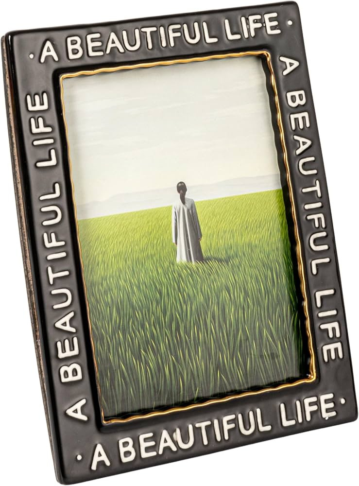 Creative Co-Op Stoneware Photo Frame A Beautiful Life, Black | Amazon (US)