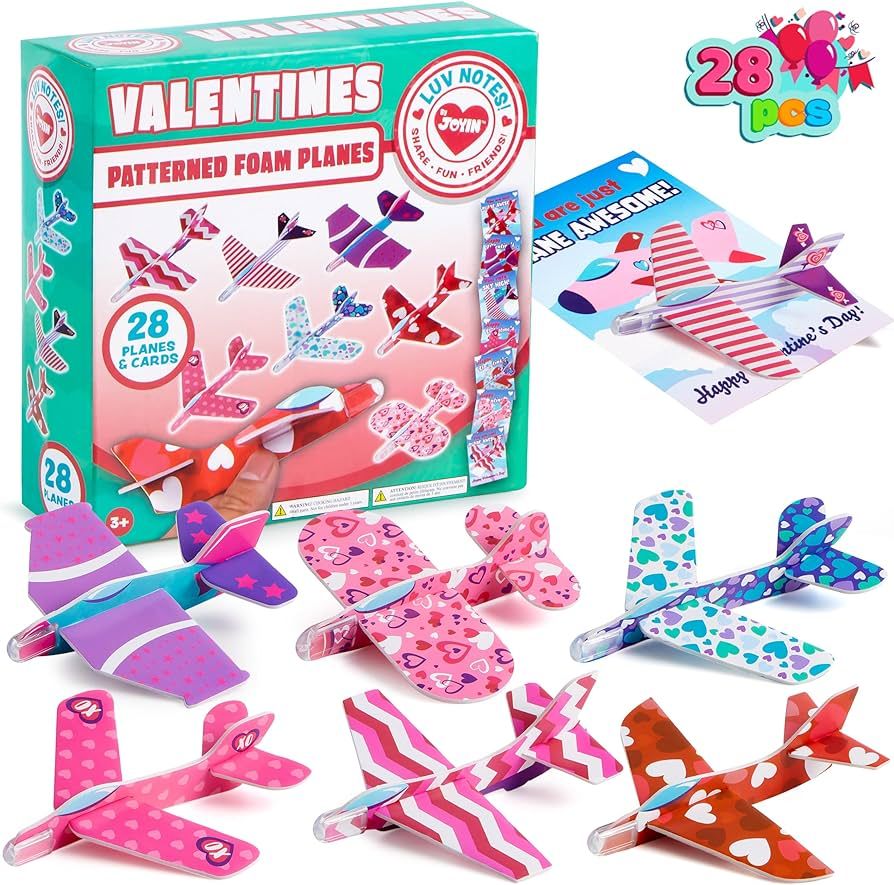 JOYIN 28 Valentines Day Foam Airplanes Greeting Cards with Valentine’s Punchline for Kids Schoo... | Amazon (US)