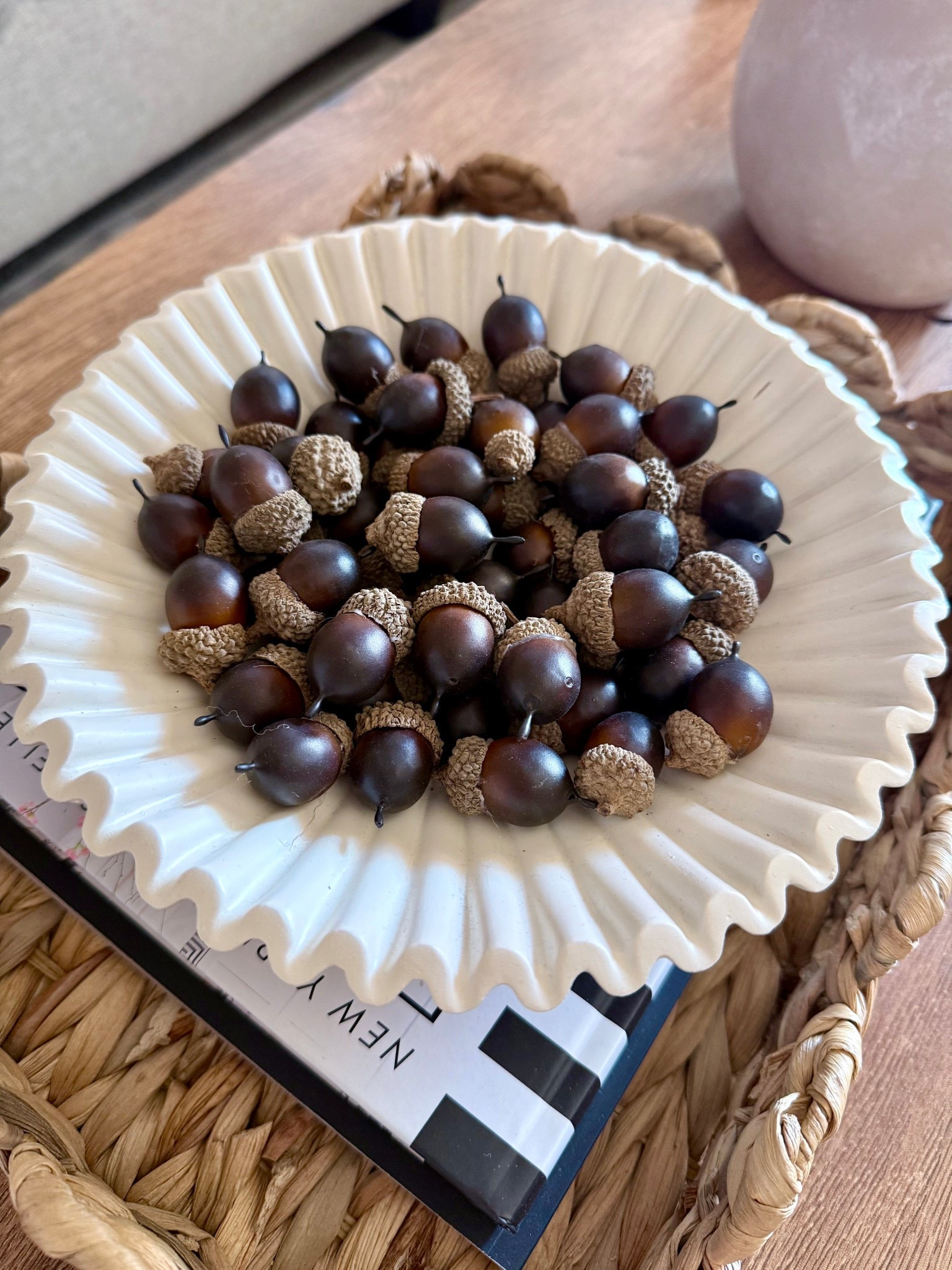 This simple yet elegant fall decor is perfect for a coffee table. Ruffle bowl from Walmar, just under $12 and the acorns are from Amazon, 50 pieces in a bag. Also $12. I intend to  use them for Thanksgiving and Christmas too. 



Thanksgiving table decor, fall table decor, acorns, ruffle bowl, affordable fall decor, fall decor under $15, budget friendly decor, Amazon fall decor 
#falldecor
#coffeetable

#LTKFindsUnder50 #LTKStyleTip #LTKHoliday

#LTKSeasonal #LTKSaleAlert #LTKHome