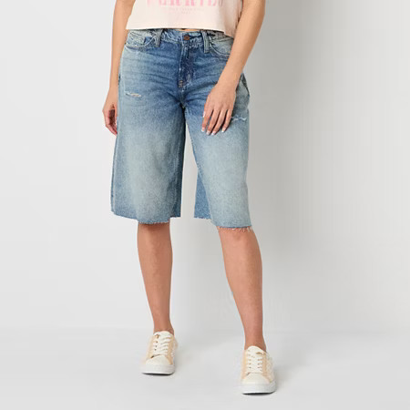 Arizona Womens Low Rise Denim Short-Juniors, 2, Blue | JCPenney