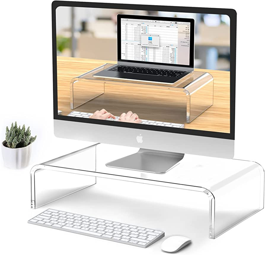 Acrylic Monitor Stand Riser Clear Laptop Stand for Desk Acrylic Monitor Riser for Desk Accessorie... | Amazon (US)
