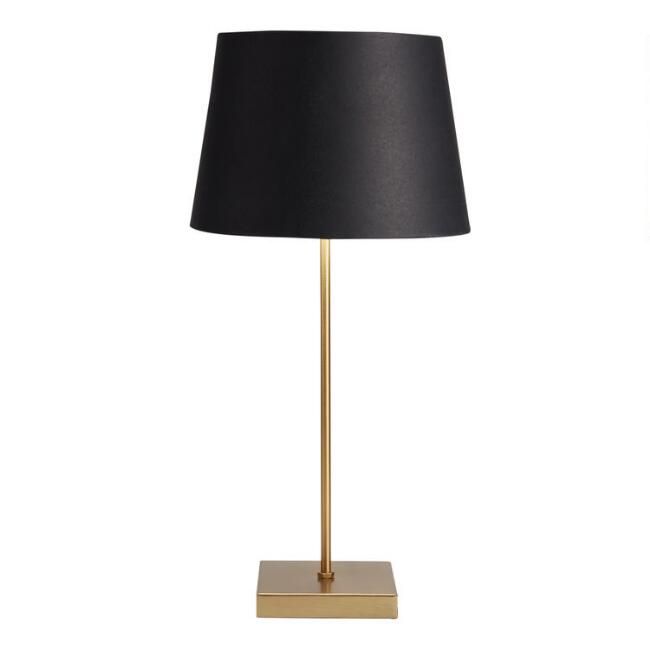 Brass Manvi Accent Lamp with Black Shade | World Market