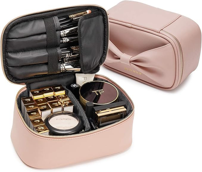 BEGIN MAGIC Travel Makeup Bag Cute Organizer Bag Makeup Bag with Brush Organizer Bow-knot Handle ... | Amazon (US)