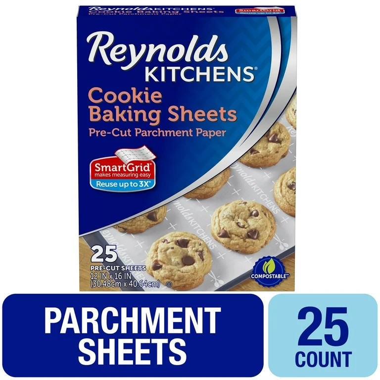 Reynolds Kitchens Cookie Baking Sheets, Pre-Cut Parchment Paper, 25 Sheets | Walmart (US)
