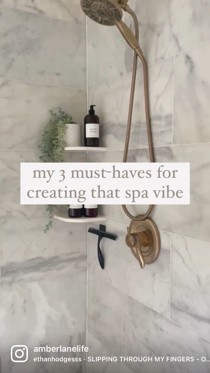 Minimalistic amber shampoo and conditioner dispensers. Concrete tray. Neutral tray. Candle. Citrus soy candle. Faux plant  

#LTKhome