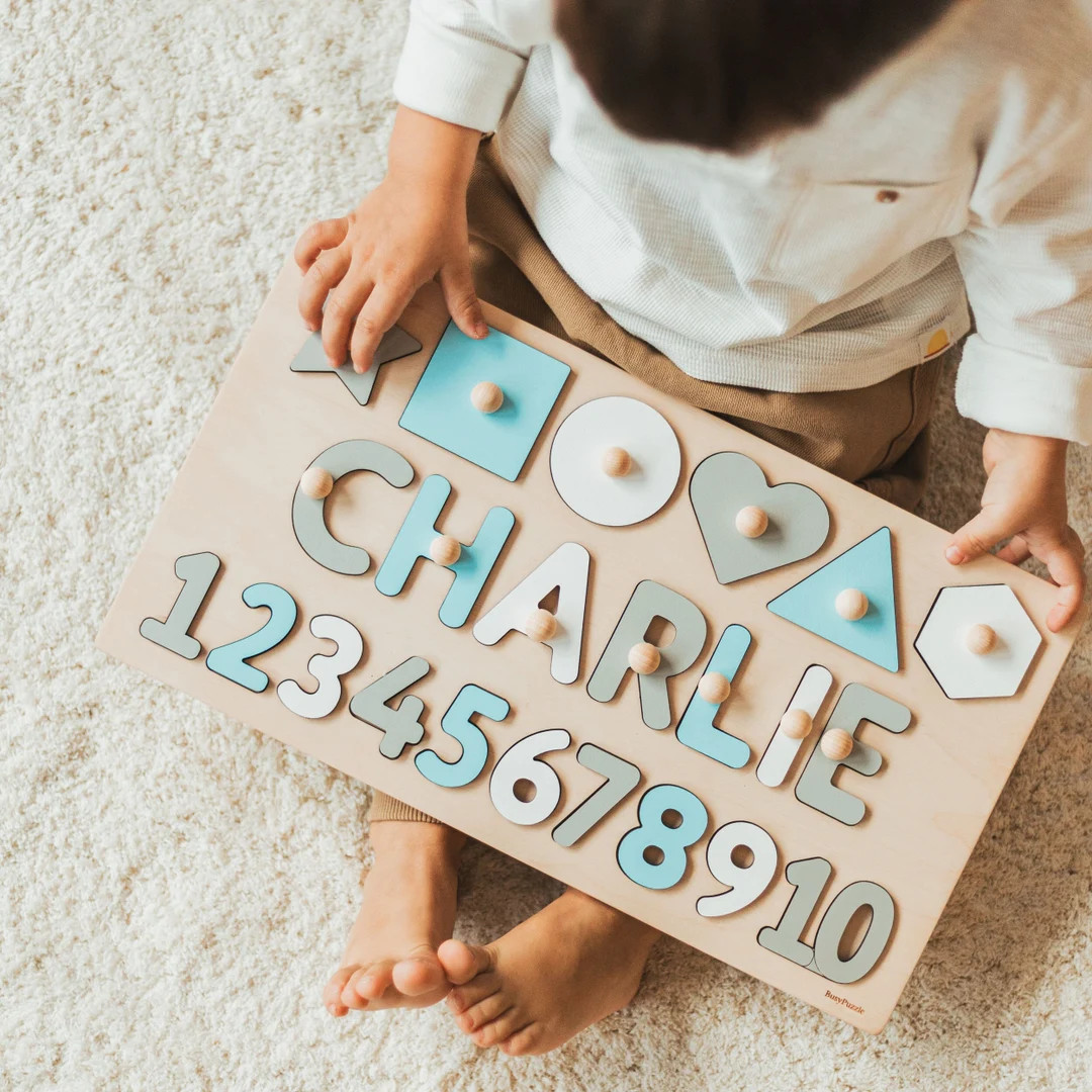 Name Puzzle With Numbers, Educational Toy 3 Years Old, Baby Boy Personalized, Gift For Kids, Wood... | Etsy (US)