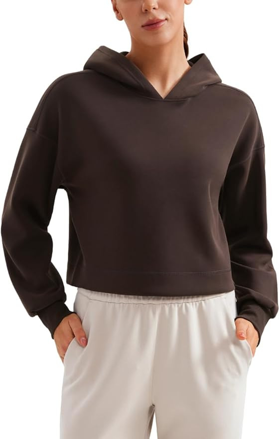 CRZ YOGA Womens SoftAura Cropped Hoodie Long Sleeve Hooded Sweatshirt Basic Workout Casual Pullov... | Amazon (US)