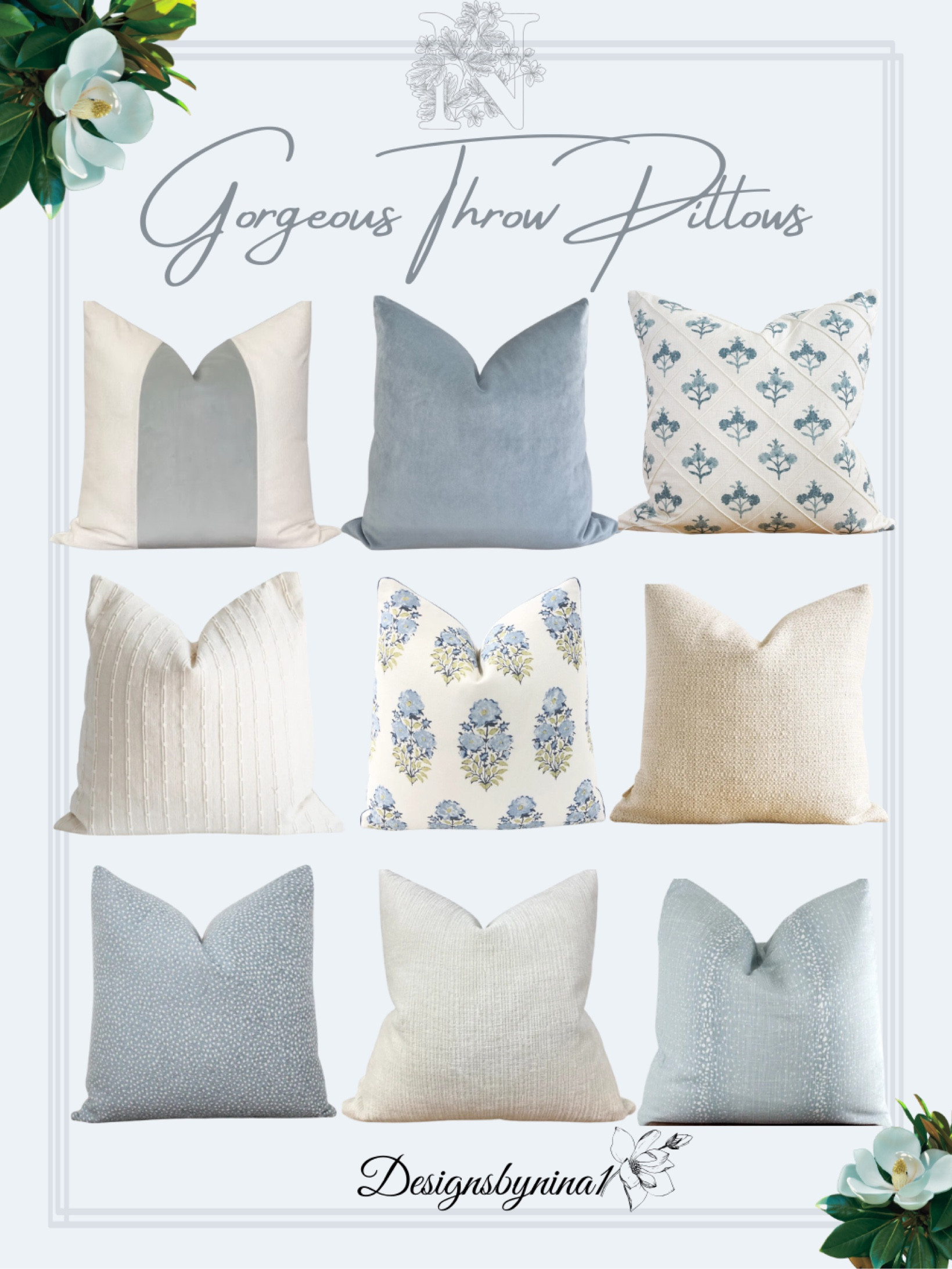 Gorgeous Decorative Pillow Covers from Etsy! Light blue & cream throw pillow covers! 

Home Decor | Living Room Decor | Bedroom Decor 
Spring Decor


#LTKSeasonal #LTKhome #LTKstyletip