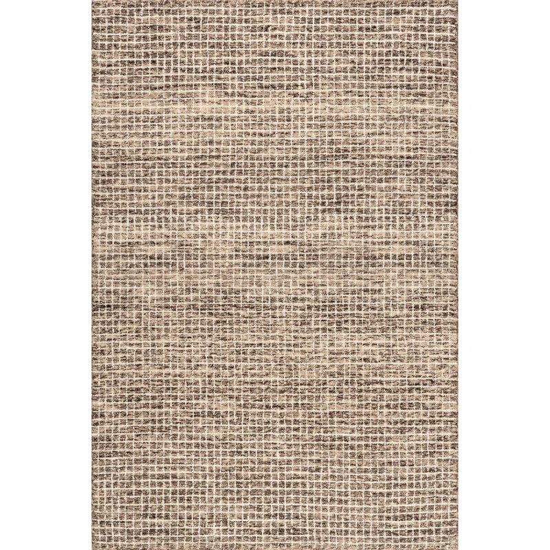 Katasha Checked Wool Brown Area Rug | Wayfair North America