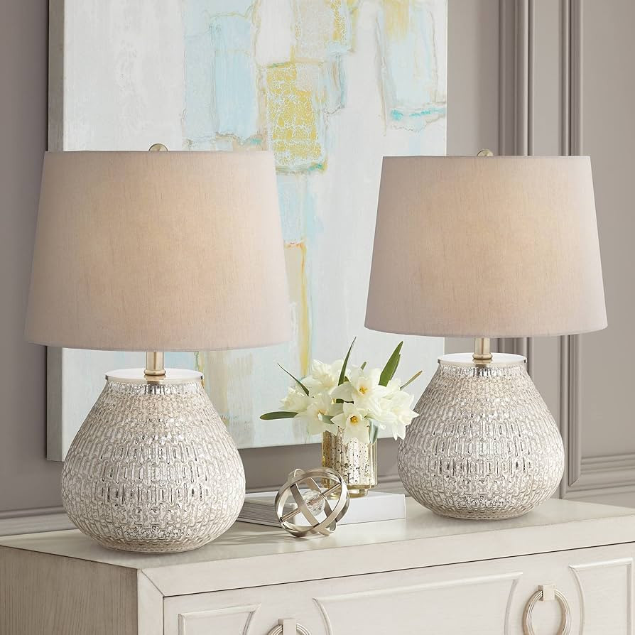 360 Lighting Zax Country Cottage Small Accent Table Lamps 19 1/2" High Set of 2 Silver Mercury Gl... | Amazon (US)